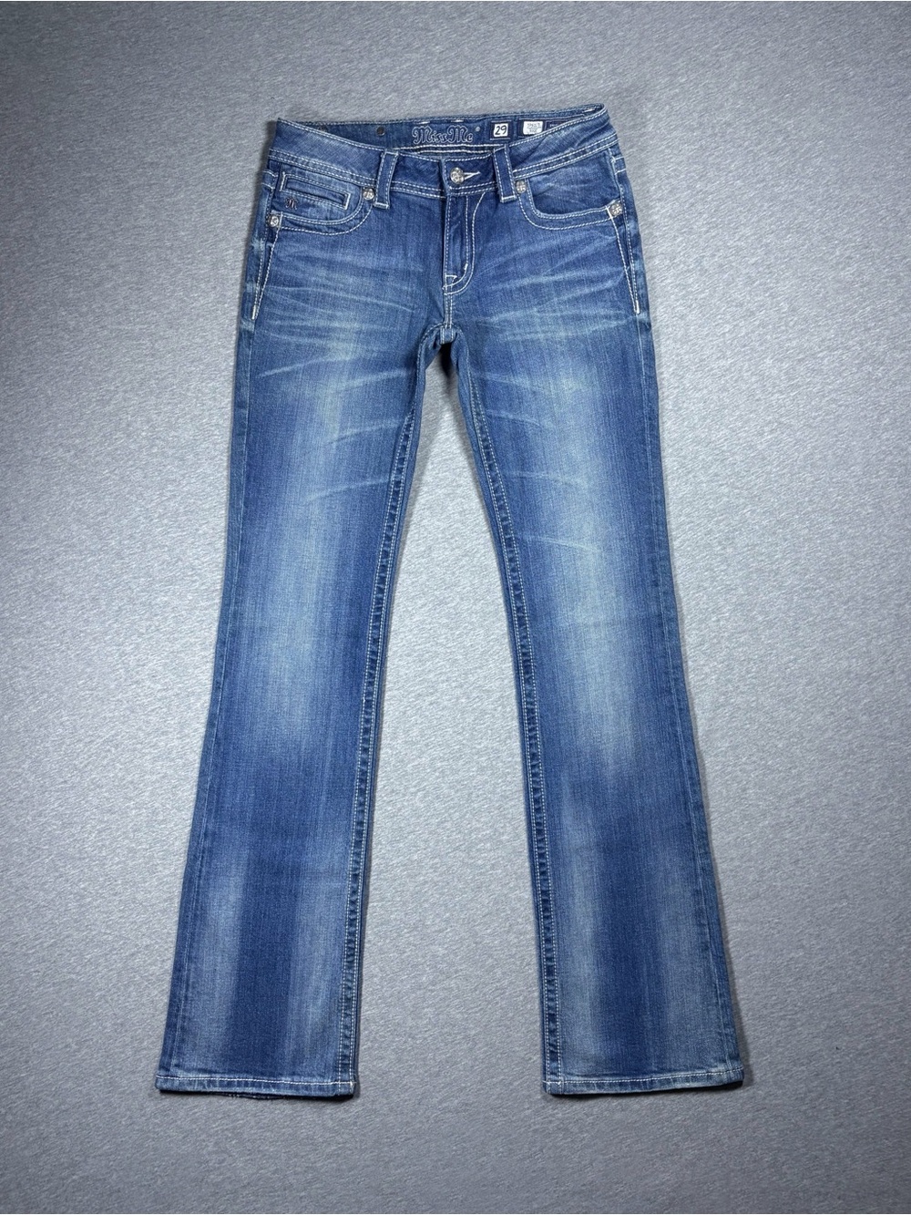 Miss Me Y2K Bootcut Jeans Women’s 29 Rhinestone Wing Cross Low Rise Bedazzled